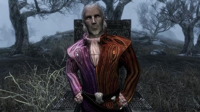 Image from the &ldquo;Craftable Sheogorath Outfit&rdquo; mod.